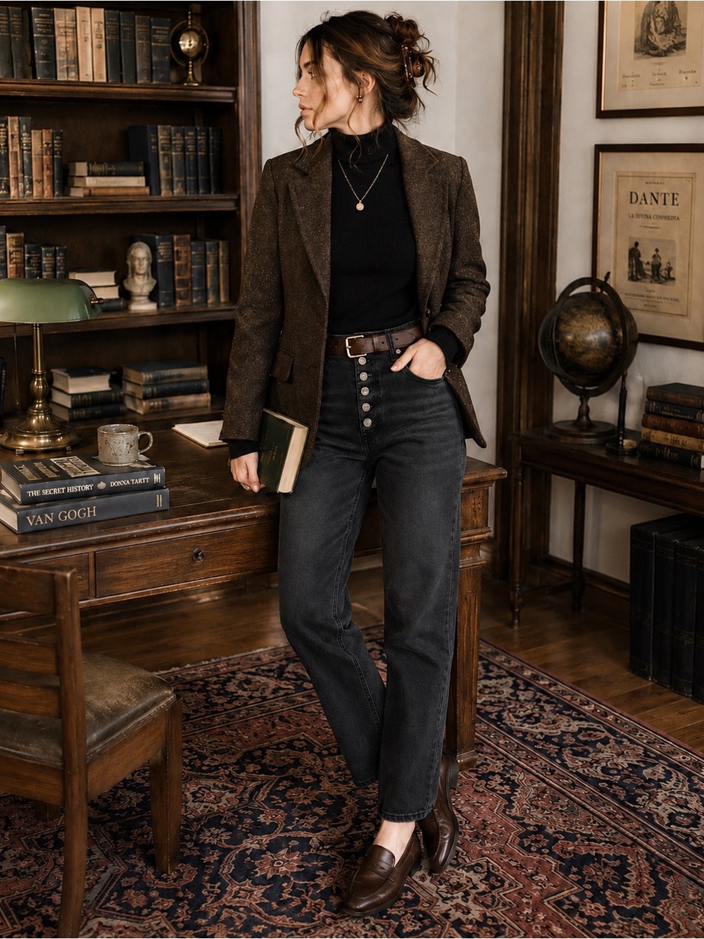 NWT | LOFT High Rise Straight Crop Jeans | Black/Charcoal Wash Button Fly Denim